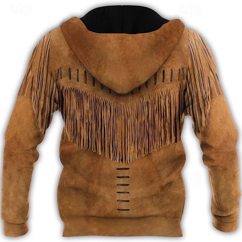 Men's Graphic Prints Hoodie Hoodies Sweatshirt Full Zip Hoodie Long Sleeve Hooded Sweatshirt Hooded Streetwear 3D Print Sports & Outdoor Daily Sports Black+Brown Black Zipper Print Spring & Fall 2025 - $33.99 –P2