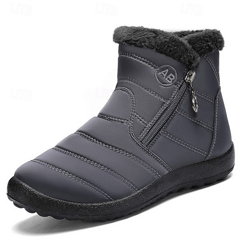 Men's Gray Winter Boots with Zipper Closure, Warm Fleece Lining, and Waterproof Design – Ideal for Outdoor Activities in Cold Weather 2025 - $34.99 –P1