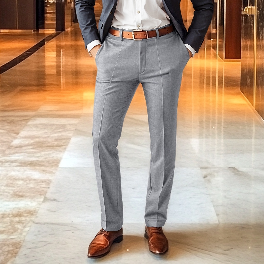 Men's Dress Pants Trousers Slacks Suit Pants Pocket Plain Comfort Breathable Wedding Outdoor Daily Fashion Casual Black Khaki 2025 - $21.99 –P6