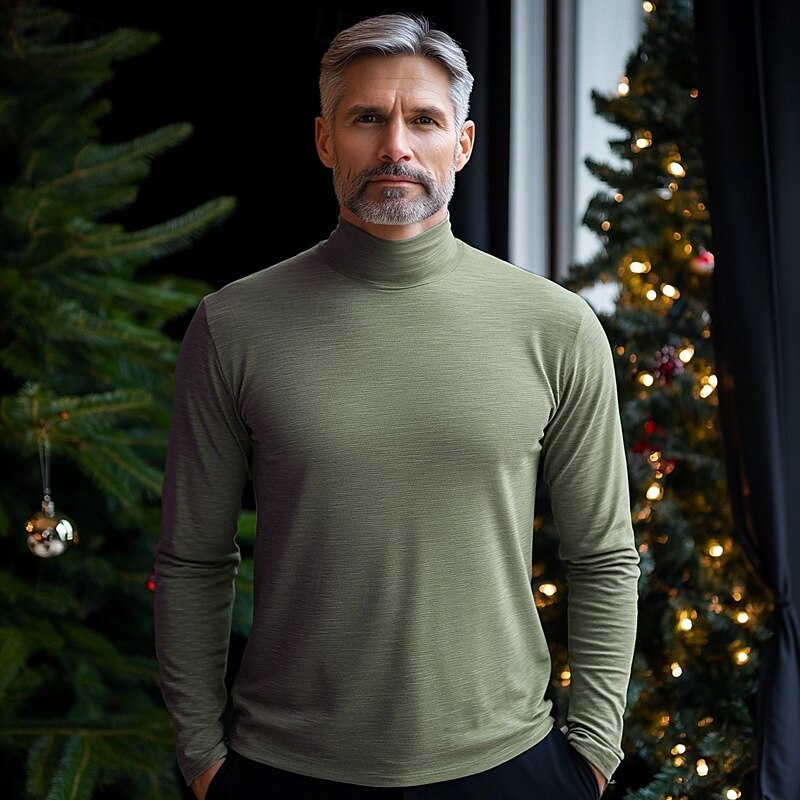 Herre T skjorte Turtleneck skjorte Langermet skjorte Langermet Rullekrage Vår & Vinter عادي Mote Designer Fritid Klassisk Gate Sport Ferie Lyseblå Marineblå Svart Topp T-skjorte for menn 2025 - $15.49 –P8
