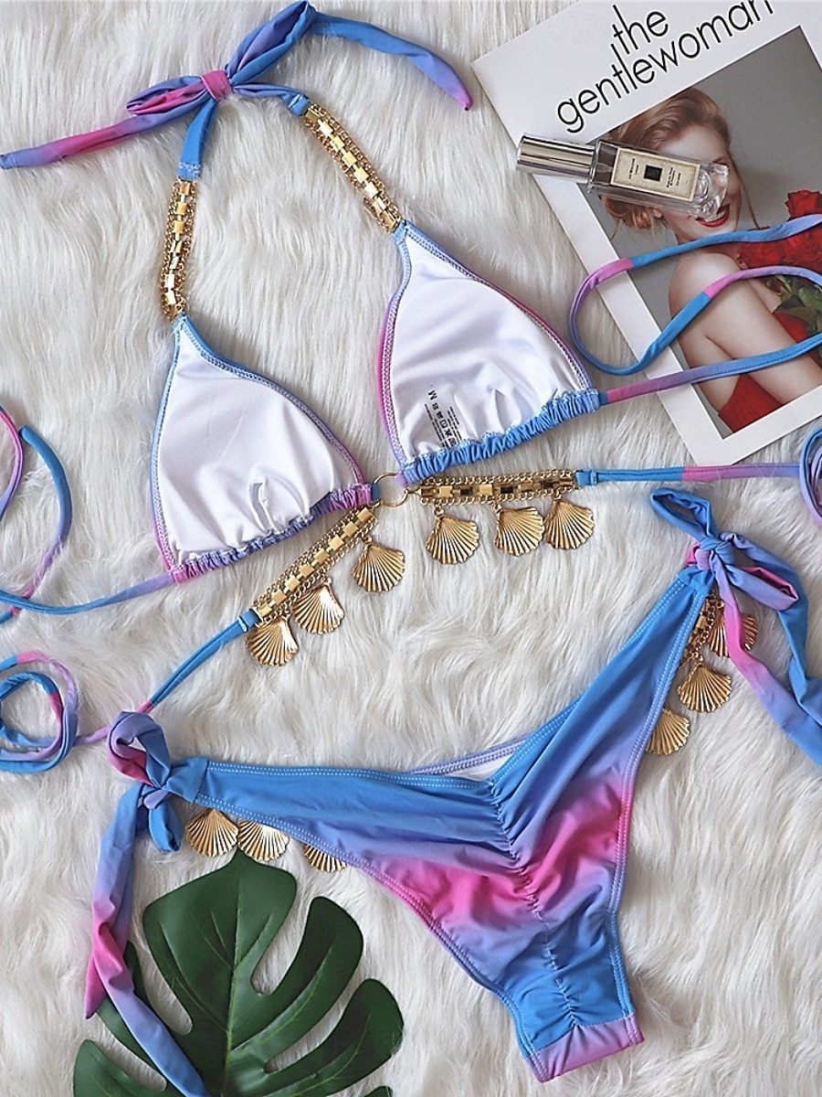 Женский бикини из 2-х частей Купальник Щекотливый Узкий Без спины Отпуск Пляжная одежда Омбре Халтер ведро Без рукавов 2026 - $34.99 –P3