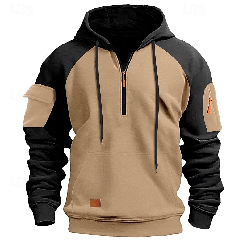Per uomo Felpa con cappuccio Felpa con cappuccio e cerniera a un quarto Felpa con cappuccio tattica Nero Blu marino Cachi Grigio scuro Grigio Con cappuccio Color Block Compatto Sportivo Giornaliero del 2025 a $28.99 –P4