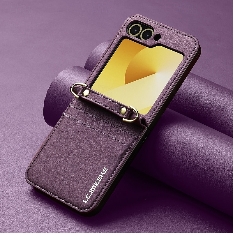 telefono Custodia Per Samsung Galaxy Z Flip 7 Z Flip 6 Z Flip 5 Z Flip 4 Z Flip 3 Copertura Posteriore con Cordino Slot per Carte Resistente agli urti Retrò TPU Pelle PU del 2025 a $19.99 –P5