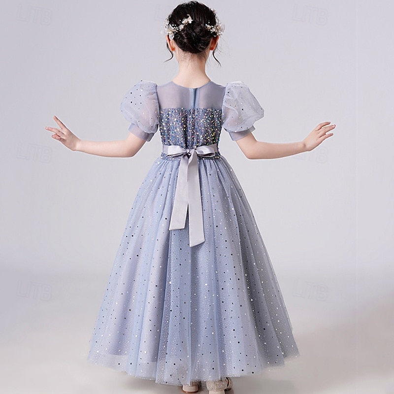Bloemenmeisjesjurk kinderen Voor meisjes Prinses jurk Prestatie Bruiloft Feest Elegant Mooi Netstof Effen Kleur Korte mouw Strakke ronde hals Wit Blozend Roze 4 jaar + 2025 - $44.99 –P13