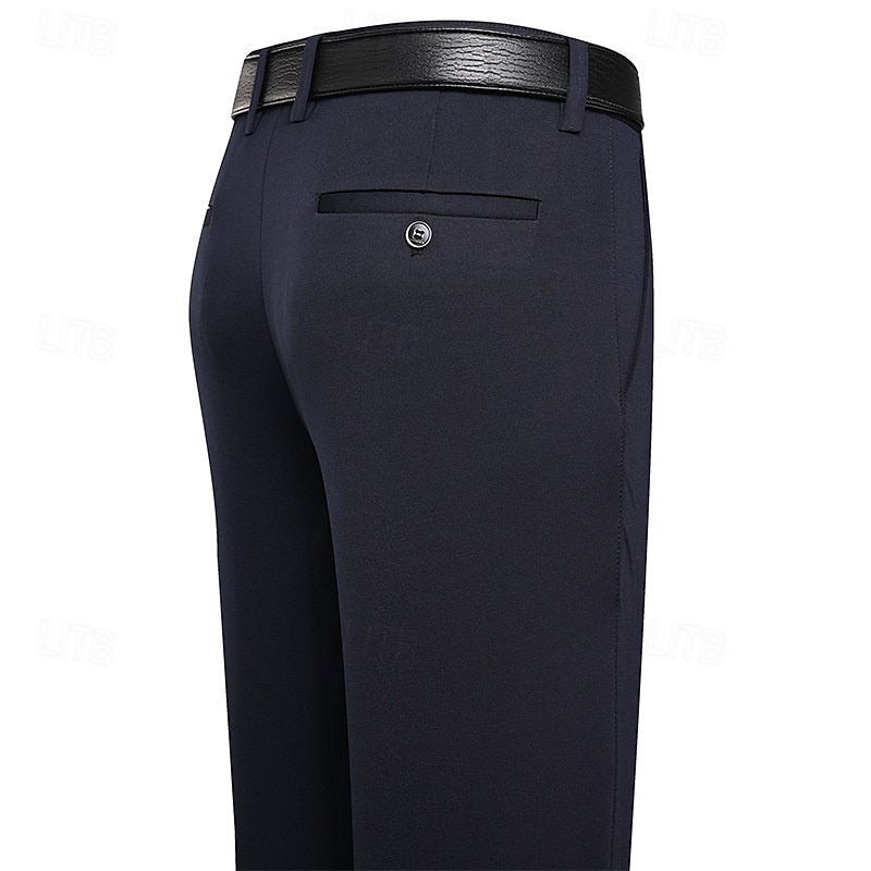 Pánské Oblekové Kalhoty Kalhoty chinos Knoflíky Kapsy Pevná barva Pohodlné Formální Párty Práce Módní Klasický styl Černá Námořnická modř Lehce elastické 2025 - $18.99 –P15