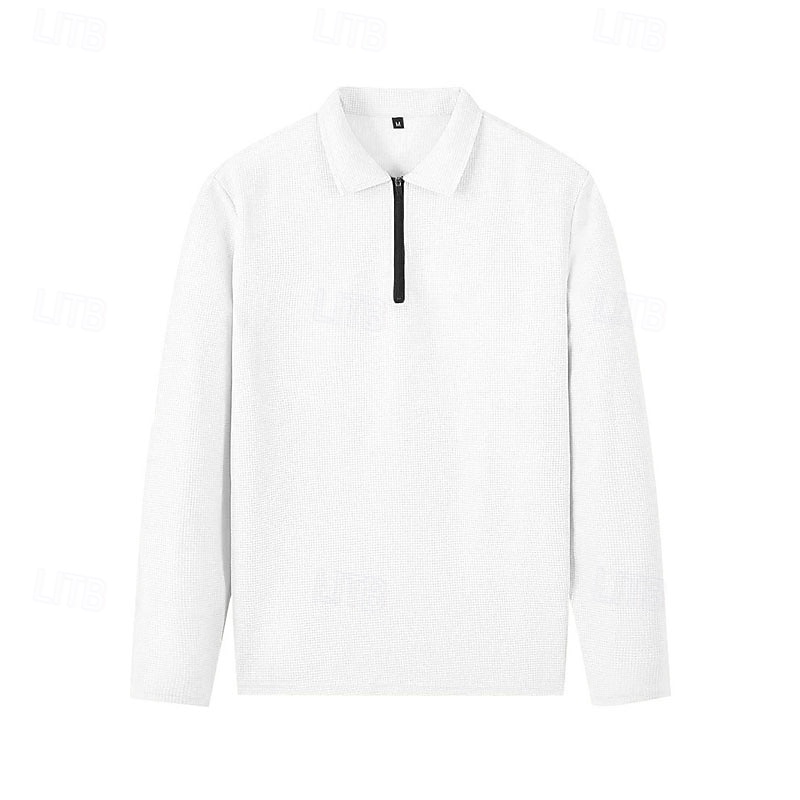 Miesten Vohveli poolopaidat Quarter Zip Polo Päivittäin Pyhäpäivä Neljänneksen postinumero Pitkähihainen Muoti Moderni Tavallinen 2-osainen 봄 & Syksy Normaali Musta Valkoinen Sininen Khaki Vaalean 2025 - $34.99 –P20