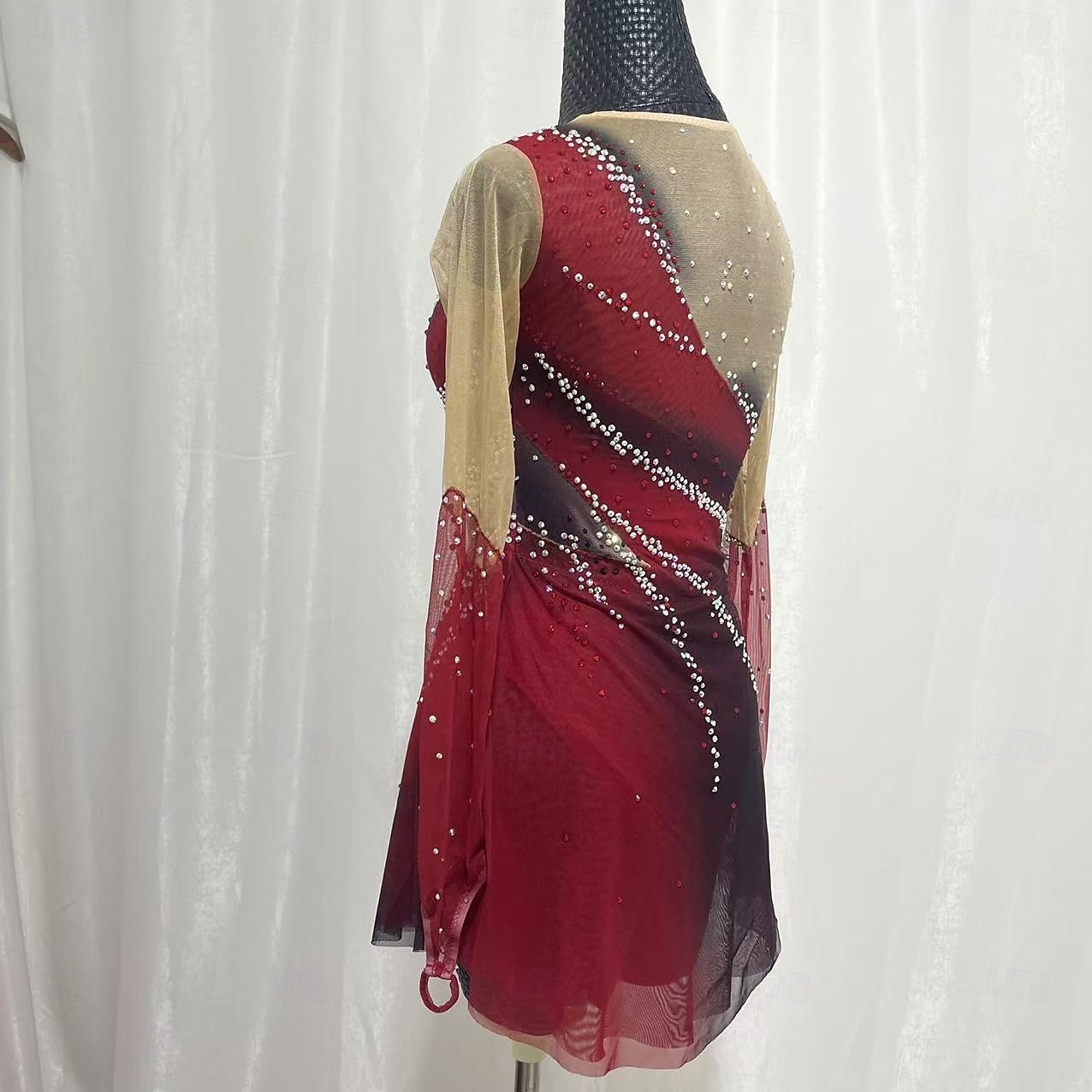 Figure skating costumes for adults and children customized red spandex mesh grading performance costumes competition training rhinestone women's skirts performance costumes 2025 - $249.69 –P3