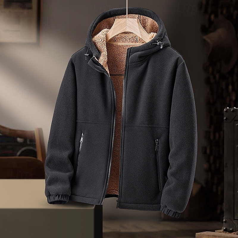 Ανδρικά Χειμωνιάτικα μπουφάν Μπουφάν fleece Casual Jacket Καθημερινά Διακοπές Διατηρείτε Ζεστό Τσέπη Φλις Φθινόπωρο & Χειμώνας Σκέτο Μοντέρνα Κομψό στυλ street Με Κουκούλα Κανονικό 2025 - $56.99 –P2