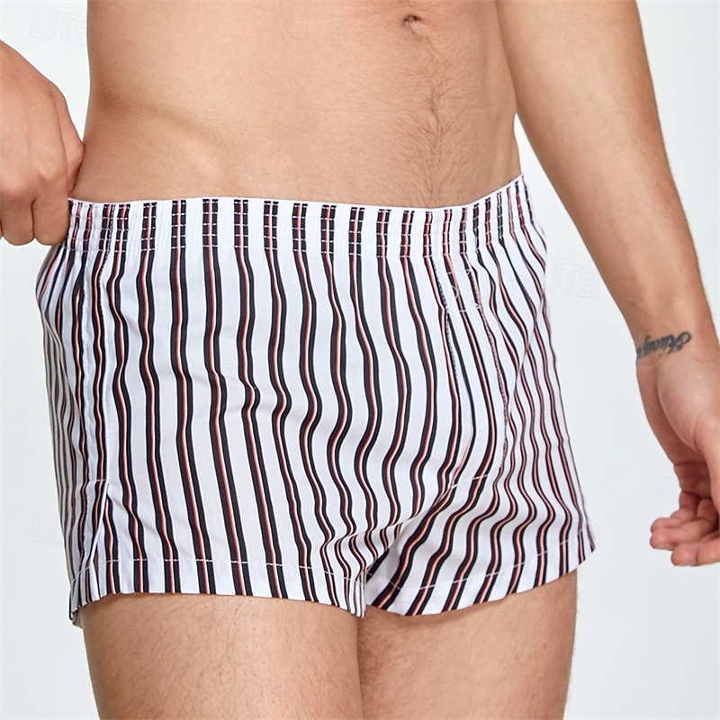 Hombre 1 pc Boxer Boxers Cintura elástica 100% Algodón Transpirable Suave Cómodo Raya Tiro Medio Blanco Amarillo 2025 - $11.49 –P5