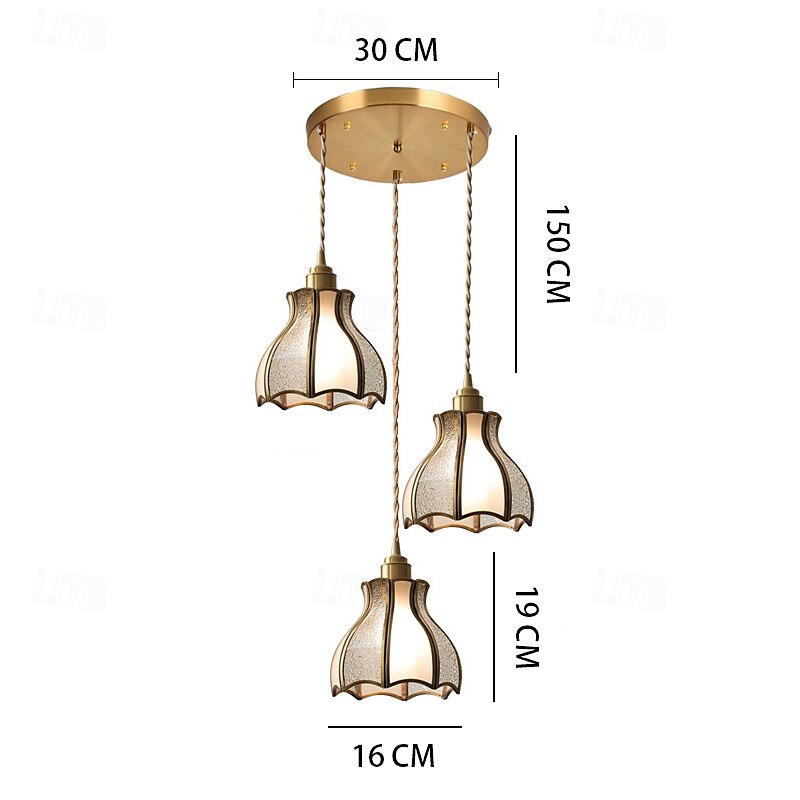 lampade a sospensione lampada a sospensione americana vintage in ottone con paralume in vetro giuntato lampada a sospensione europea semplice da 6,3 pollici in ottone e vetro 85-265v del 2025 a $101.99 –P2