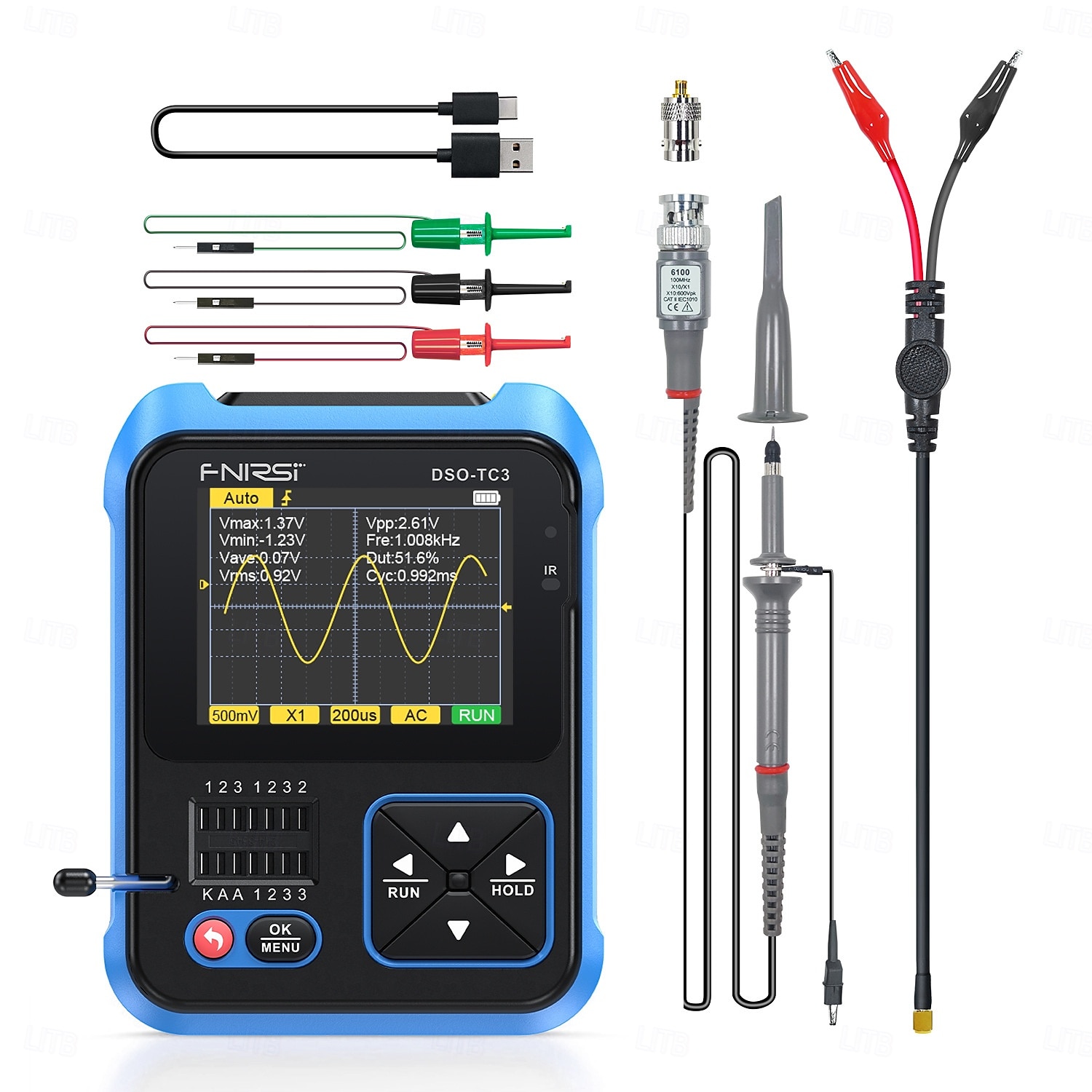 3-in-1 Digital Oscilloscope Portable Handheld Oscilloscope 500 kHz Bandwidth USB Rechargeable Digital Transistor Tester Oscilloscope with 2.4 Inch HD Colour Screen 2025 - $141.99 –P8