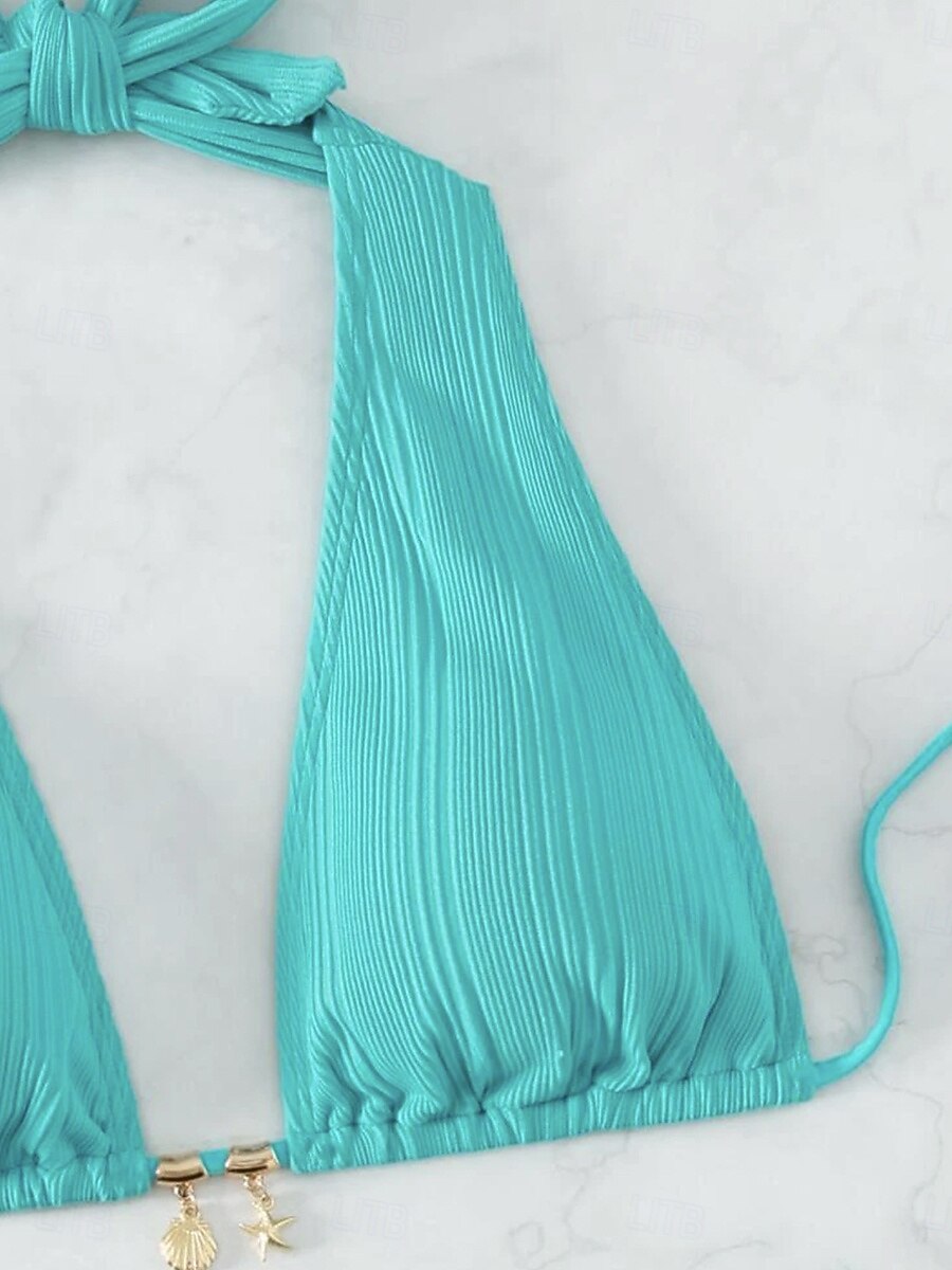 Dam Badkläder Bikini Baddräkt Semester Tropisk Ensfärgat Ärmlös Baddräkter 2025 - $22.99 –P3