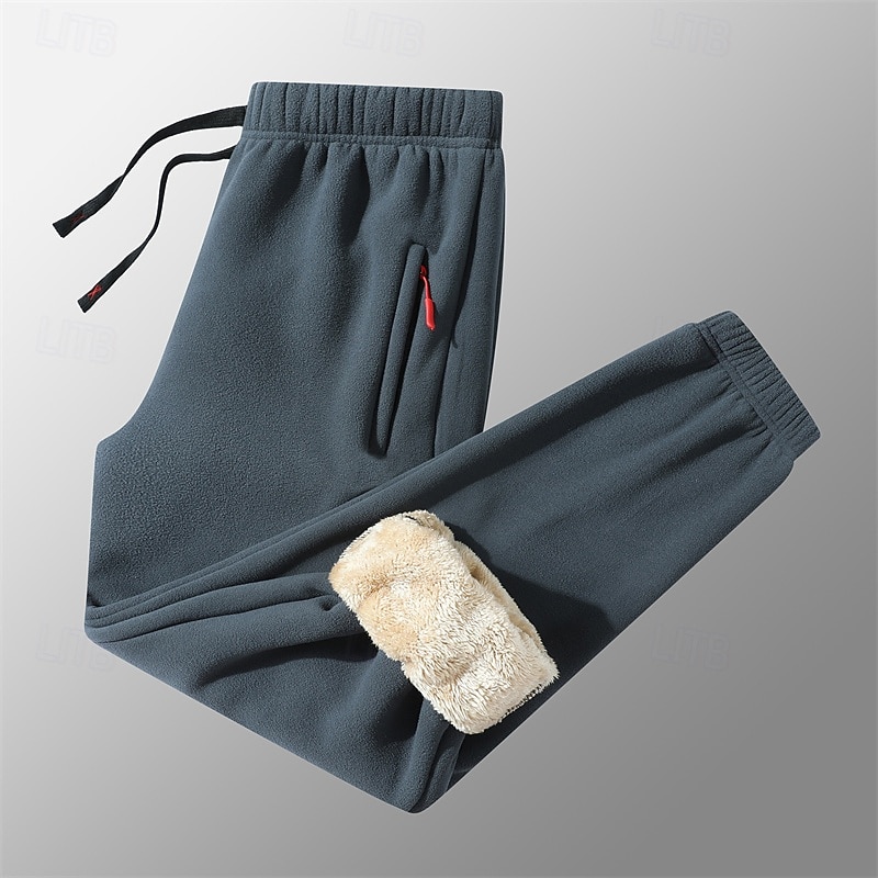 Men's Sherpa Athletic Pants Trousers Straight Leg Sweatpants Pocket Drawstring Elastic Waist Plain Comfort Warm Sports Outdoor Daily Fashion Casual ArmyGreen Black Micro-elastic 2026 - $25.99 –P14