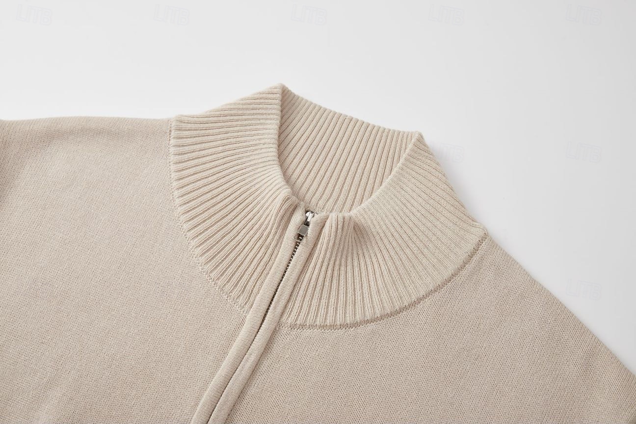 Herren Strickjacke Reißverschluss-Pullover Strickpullover Gerippt Stricken Normale Oberteile Reißverschluss Einfarbig Stehkragen Mode Klassisch Urlaub Alltagskleidung Bekleidung Herbst Winter Frühling 2026 - $36.99 –P3