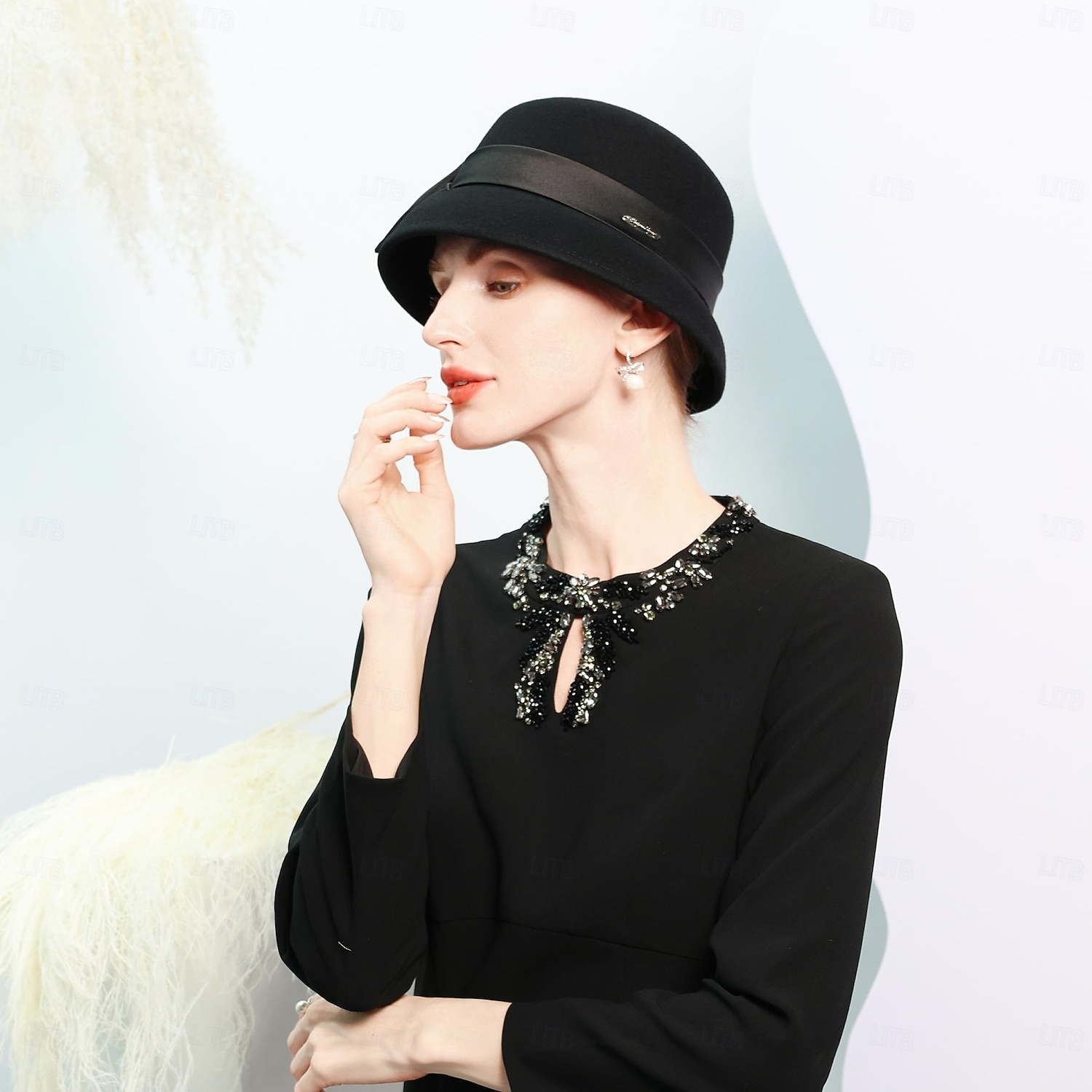 Czapki 100% wełna Melonik Kapelusz Fedora Ślub Herbaciane przyjęcie Elegancja Ślub Z Kokarda Czysty Kolor Winieta Nakrycia Głowy 2026 - $46.99 –P11