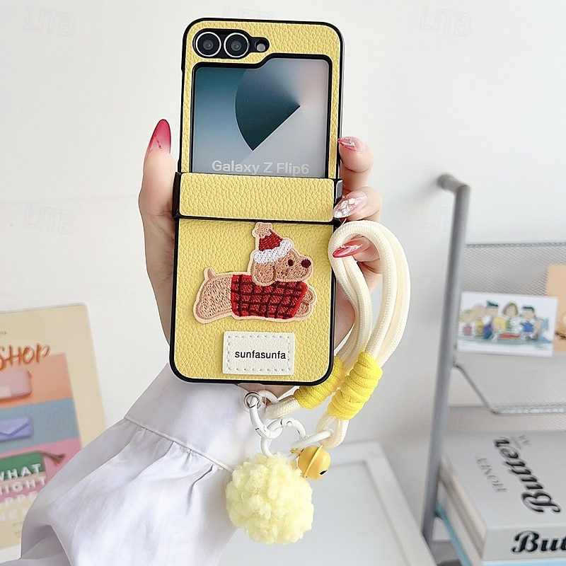 هاتف غطاء من أجل زد فليب 6 Z Flip 5 Z Flip 4 Z Flip 3 غطاء خلفي مع رباط المعصم ضد الصدمات مكتب  /  الأعمال TPU جلد PU 2025 - $19.99 –P6