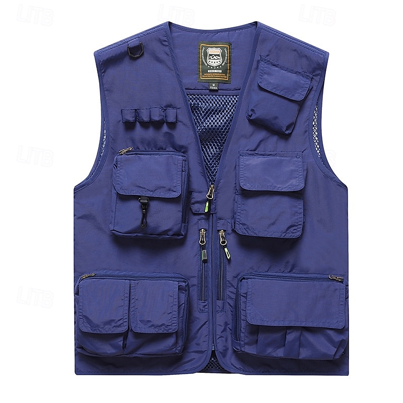 Herren Weste für Wanderer Wander-Fleeceweste Ärmellos Weste Außen Atmungsaktiv Komfortabel Mehrere Taschen Polyester Schwarz Armeegrün Rot Jagd Angeln Klettern 2025 - $29.99 –P9