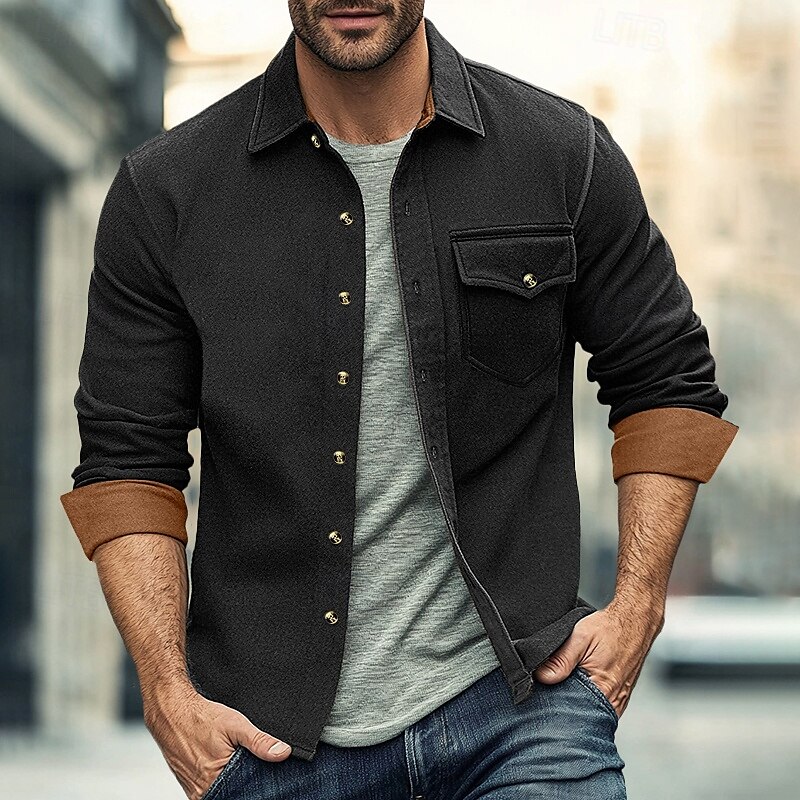 Per uomo Camicia Camicia di flanella Sovracamicia Color Block Esterno Strada Nero Bianco Rosso Blu marino Manica lunga Inverno Primavera & Autunno Abbigliamento del 2025 a $26.99 –P2