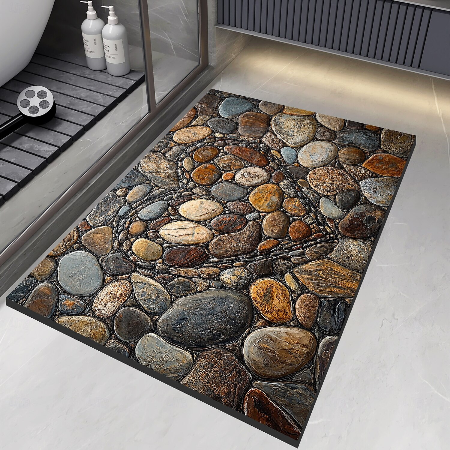 Pebble Bathroom Rug, Polyester Rectangle Door Mat, Super Absorbent, Non-Slip, Easy-to-Clean, Stain-Resistant Bath Mat 2025 - $8.99 –P3