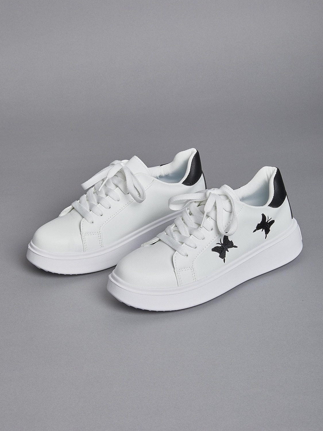 sneakers da donna bianche con plateau e ricamo a farfalla | scarpe casual con lacci per tutti i giorni del 2025 a $32.99 –P3