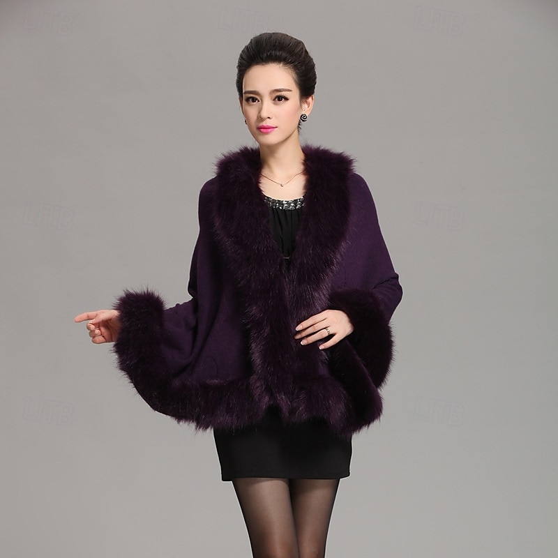 vrouwen luxe bruids imitatiebont sjaal wikkelmantel jas trui cape 2025 - $66.99 –P6
