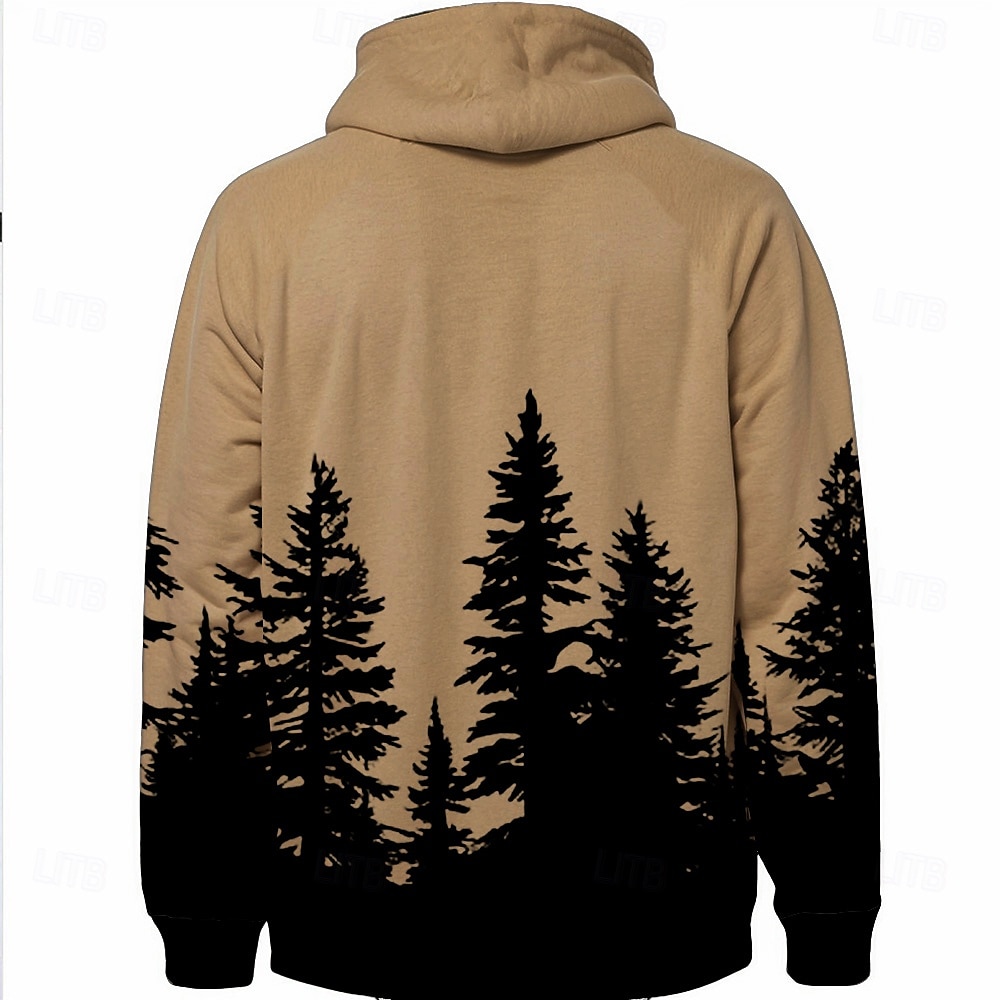 Per uomo foresta Cervo Felpa con Cappuccio Felpa Cowboy Casual Manica Lunga Con Cappuccio Abbigliamento casual alla moda Sport all'Aperto Marrone chiaro Marrone Verde Tasca Stampa 3D Autunno Inverno del 2026 a $30.99 –P2
