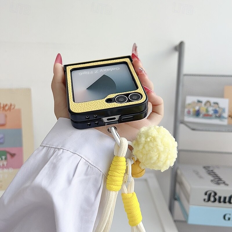 هاتف غطاء من أجل زد فليب 6 Z Flip 5 Z Flip 4 Z Flip 3 غطاء خلفي مع رباط المعصم ضد الصدمات مكتب  /  الأعمال TPU جلد PU 2025 - $19.99 –P8