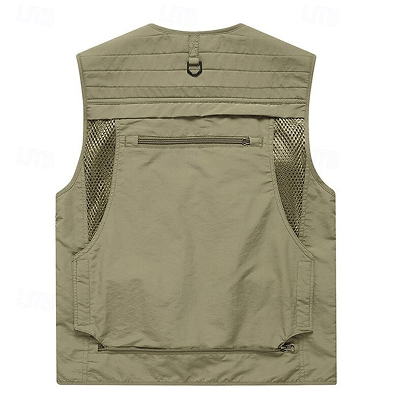 Herren Weste für Wanderer Wander-Fleeceweste Ärmellos Weste Außen Atmungsaktiv Komfortabel Mehrere Taschen Polyester Schwarz Armeegrün Rot Jagd Angeln Klettern 2025 - $29.99 –P3