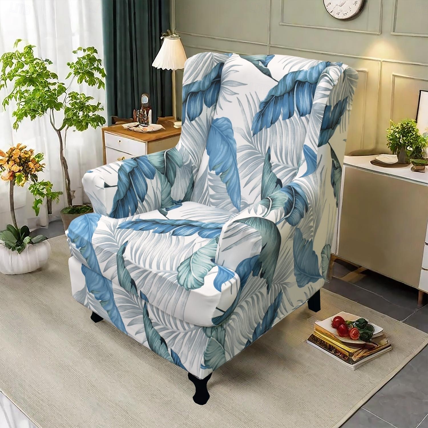 capa para cadeira com encosto de orelha floral capa elástica e durável com design floral elegante, perfeita para proteger e realçar sua cadeira com encosto de orelha, ideal para uma decoração de sala de 2025 por $30.99 –P3