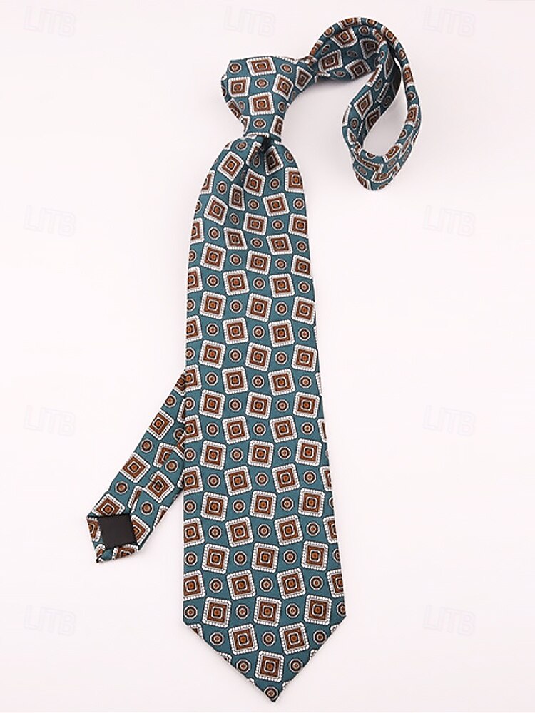 gravatas masculinas de seda sintética com padrão retrô - gravatas vintage com estampa floral e geométrica para uso formal e empresarial de 2025 por $11.99 –P8
