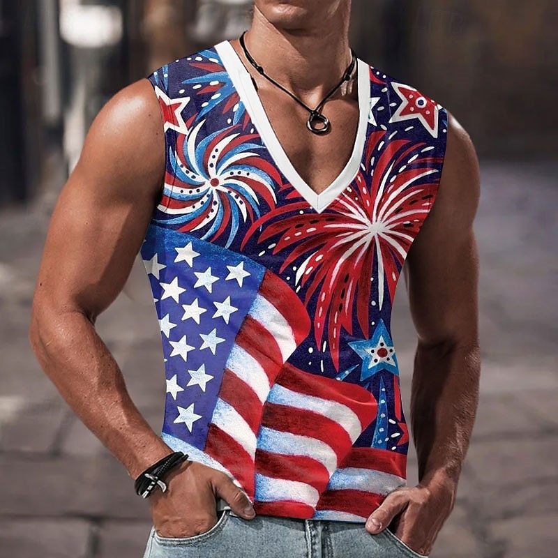 Święto Weteranów Męska Patriotyczna Koszulka z Grafiką Flagi Narodowej Tank Top Bez Rękawów Koszulka dla Mężczyzn Bez Rękawów Koszulka 3D Print V Neck Koszulka Projektanta Casual Muscle Sporty 2025 - $14.99 –P4
