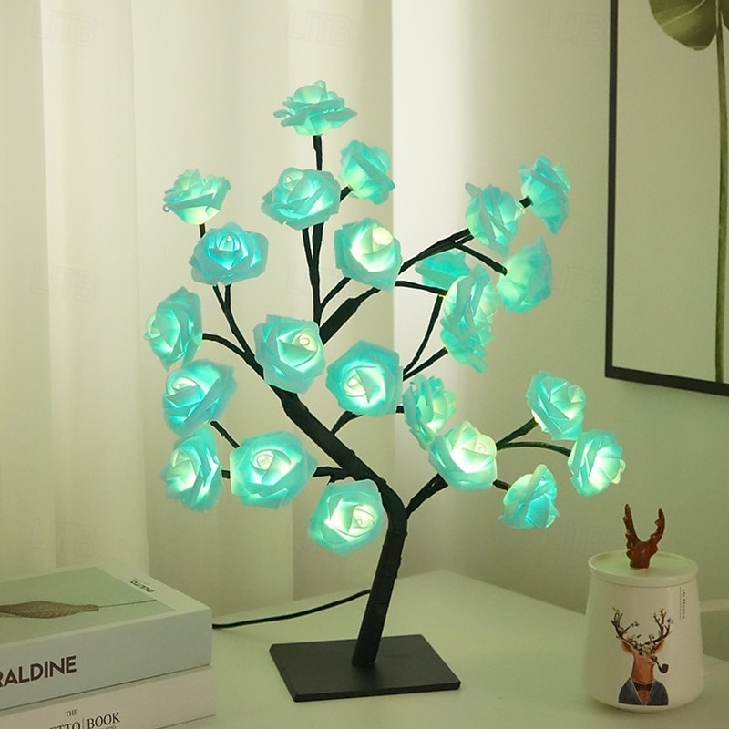 led rosetre lampe valentinsdag skrivebordslampe bryllup bursdagsfest hjemme soverom nattlys usb-drevet avtakbar valentinsdag dekorasjon nattlys 2025 - $21.99 –P17