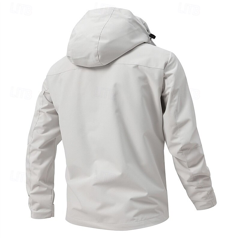 Men's Softshell Jacket Hiking Jacket Outdoor Windproof Water Resistant Windbreaker Jacket Traveling Dark Grey Black White Blue Light Grey 2025 - $42.99 –P11