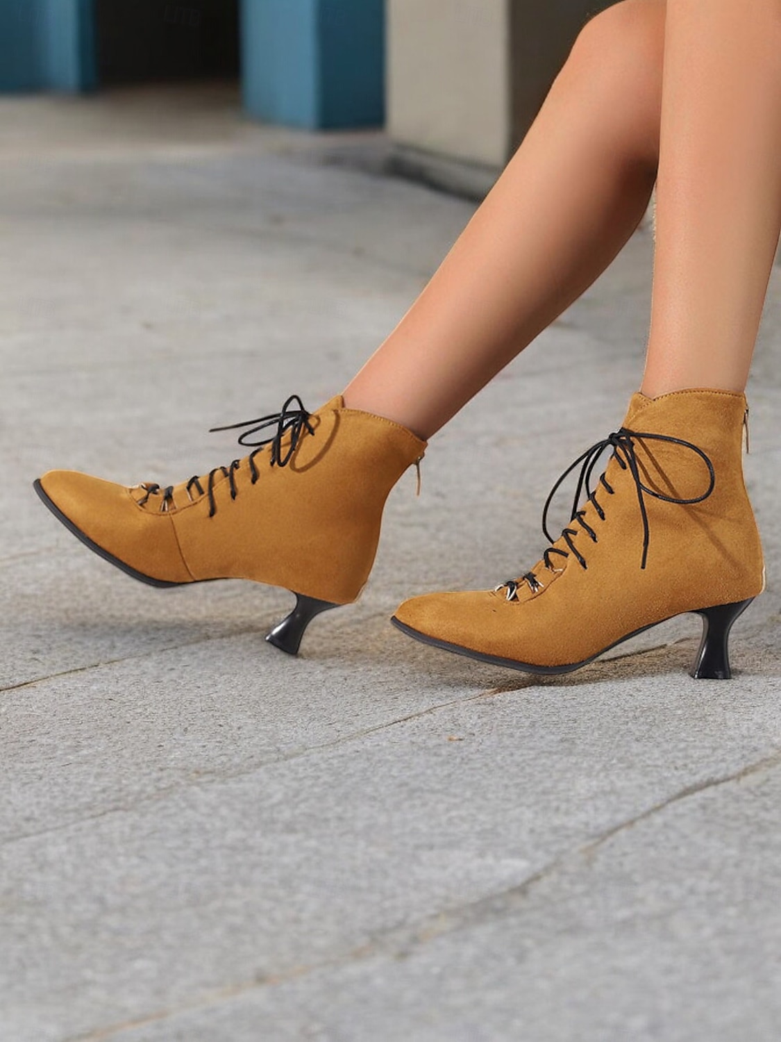 Women's Burgundy Lace-Up Victorian Ankle Boots – Elegant Suede Heeled Footwear for Formal Occasions and Vintage Style 2025 - $46.99 –P7