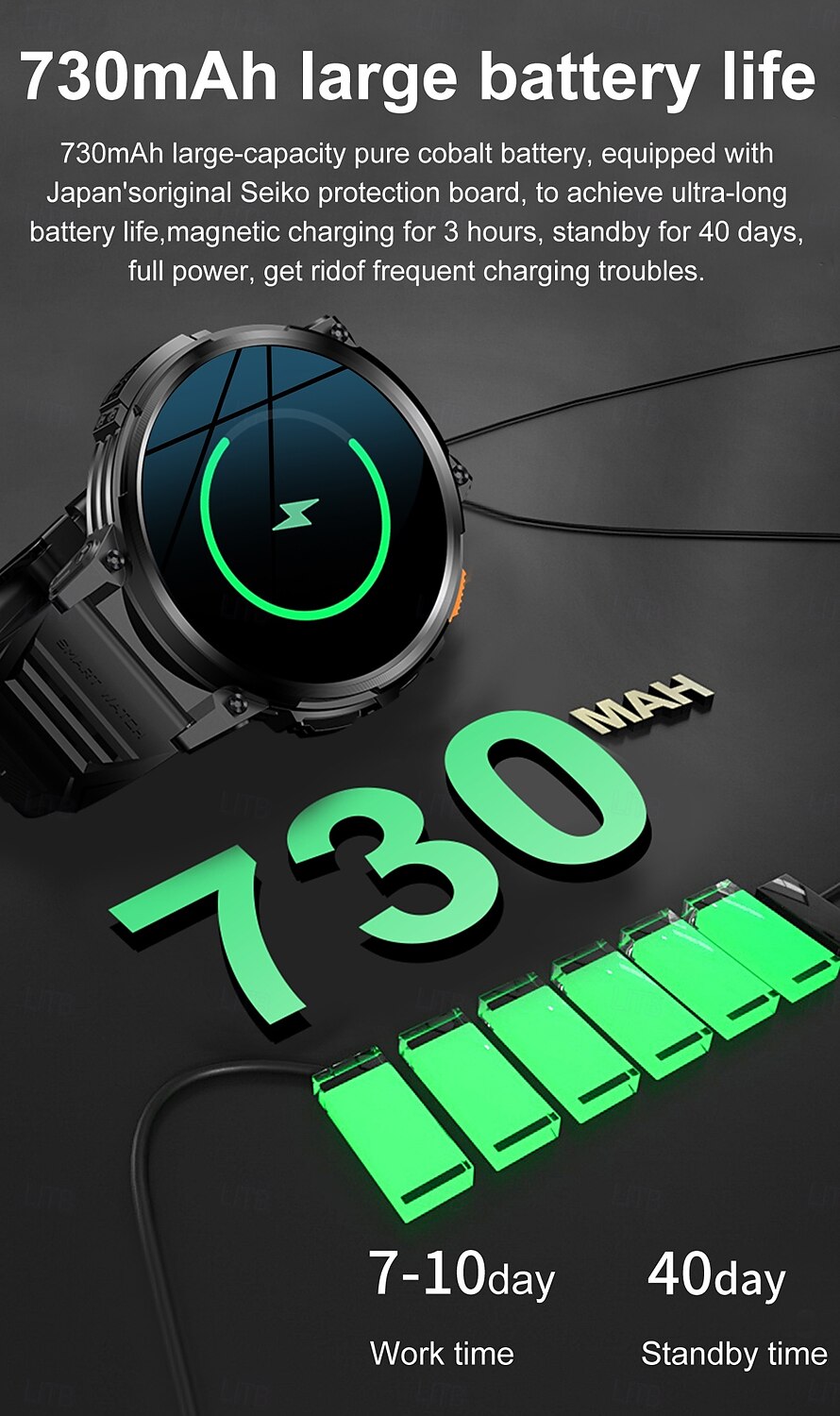 2025年 k66 スマートウォッチ メンズ 懐中電灯 ブルートゥース 通話 1.85インチ 128MB メモリ 730mAh 大容量バッテリー LED ライト アウトドア スポーツ スマートウォッチ  コレクション – $73.99 –P6