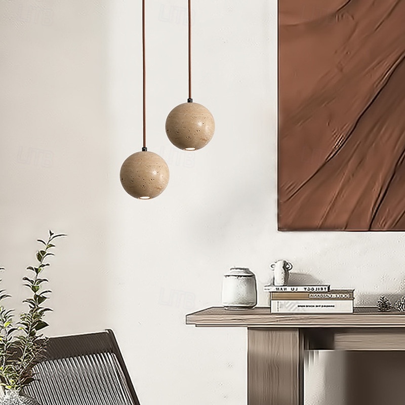 lampada a sospensione a led in travertino giallo pietra naturale lampada a sospensione singola mini lampada lampadario vintage 110-240v del 2025 a $109.99 –P5