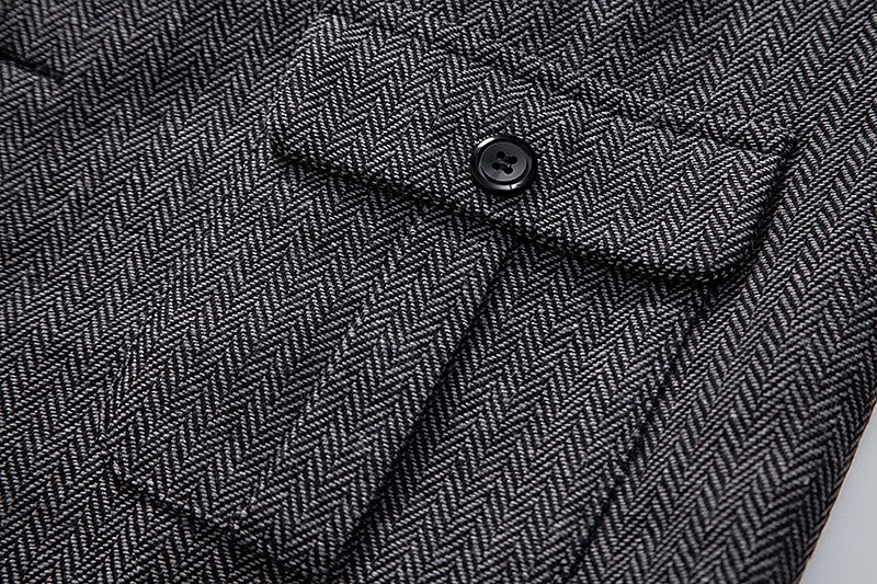 Braune graue Herrenmode Fischgrät Tweed Weste maßgeschneiderte Passform V-Ausschnitt einreihig vier Knöpfe 2025 - $40.99 –P8