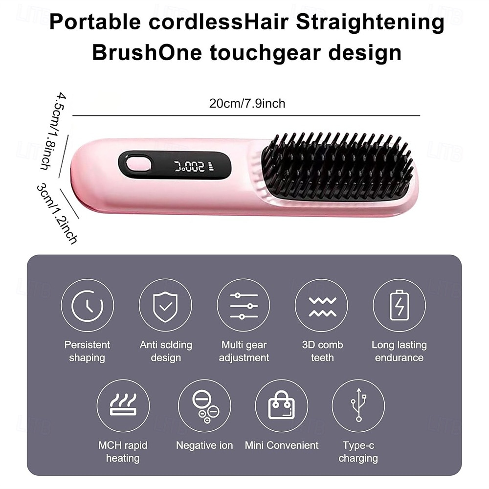 Vezeték nélküli Hajvasalók Forró Levegő Fésű Negatív Forró Fésű Hajvasaló 20s Gyors Fűtés Kerámia és Égésgátló Tervezés Valentin-napi Ajándék 2026 - $33.99 –P7