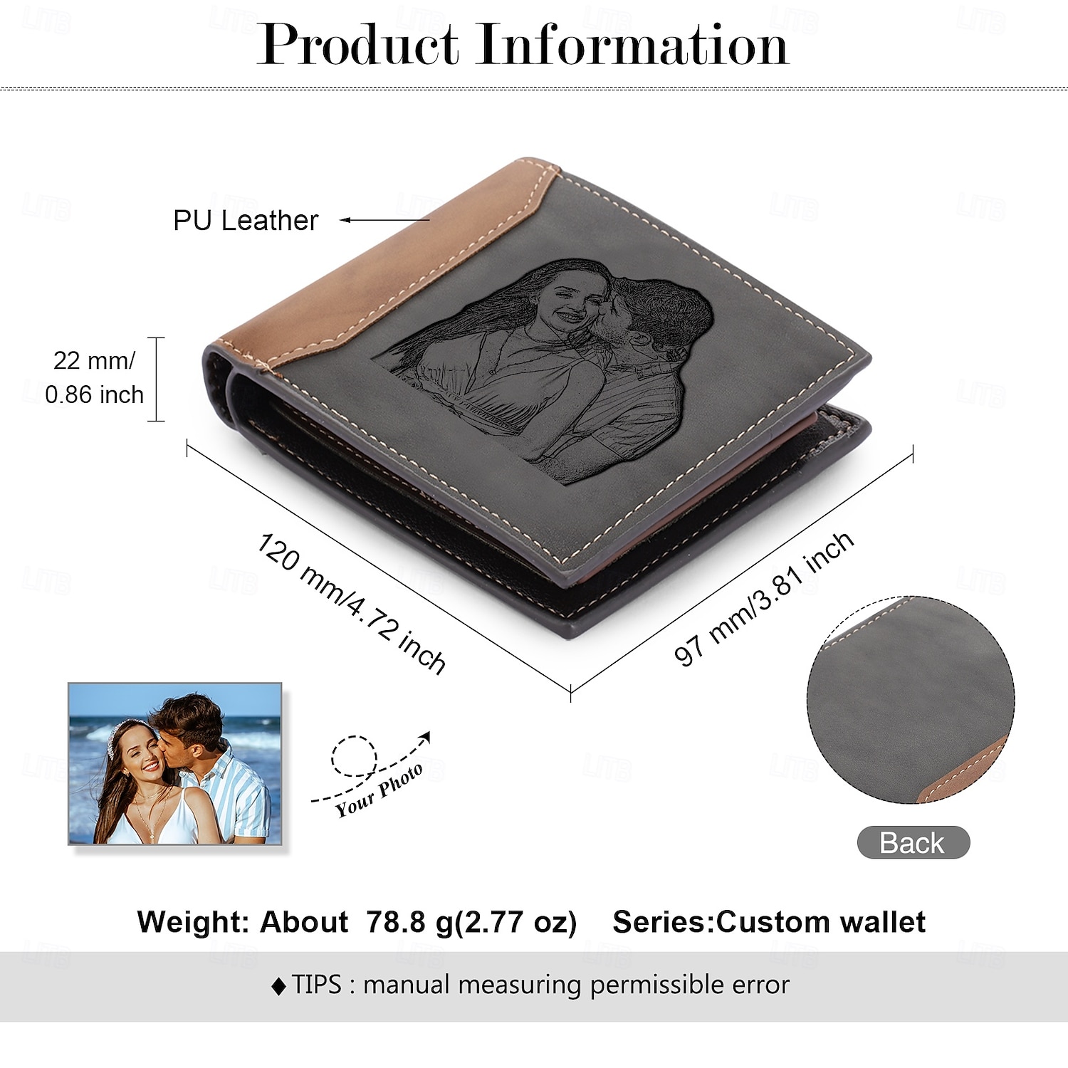 Personalized Photo Engraved Leather Wallet Custom Best Gift for Dad, Bifold Wallet for Men, Husband, Son, Father’s Day, Birthday, Christmas, Anniversary 2025 - $23.99 –P1