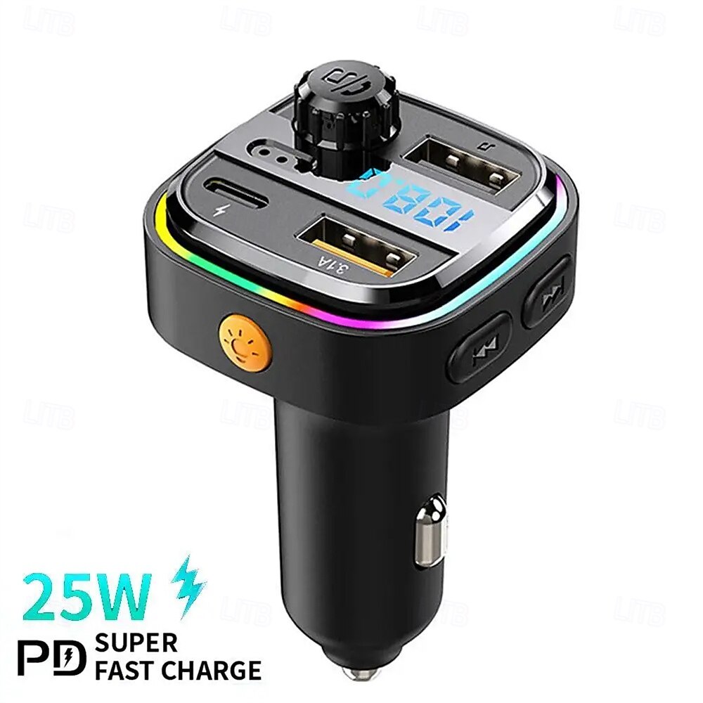 bil mp3-spiller bluetooth 5.0 fm sender pd25w hurtiglader lader tilbehør mobiltelefon adapter 2025 - $22.99 –P10