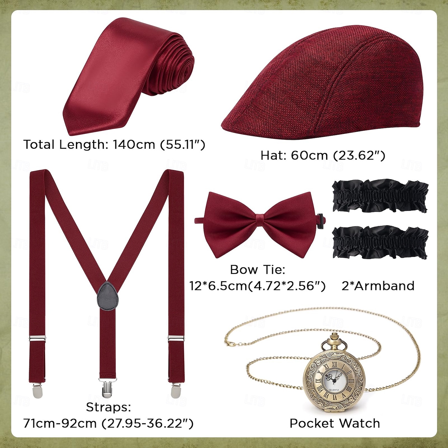 Ретро Бурные 20-е 1920-е годы Инвентарь Жилет Набор аксессуаров барин Гангстер Маскарадный костюм Муж. Карнавальный костюм 8 ед. Рождество Хэллоуин Карнавал 2026 - $57.99 –P2