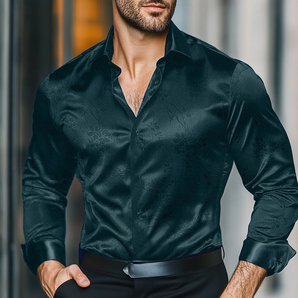 Per uomo Camicia Camicia in raso Maglietta informale Camicia con bottoni Floreale Matrimonio Da mare Nero Verde Manica lunga Colletto Inverno Primavera & Autunno Abbigliamento del 2025 a $25.99 –P4
