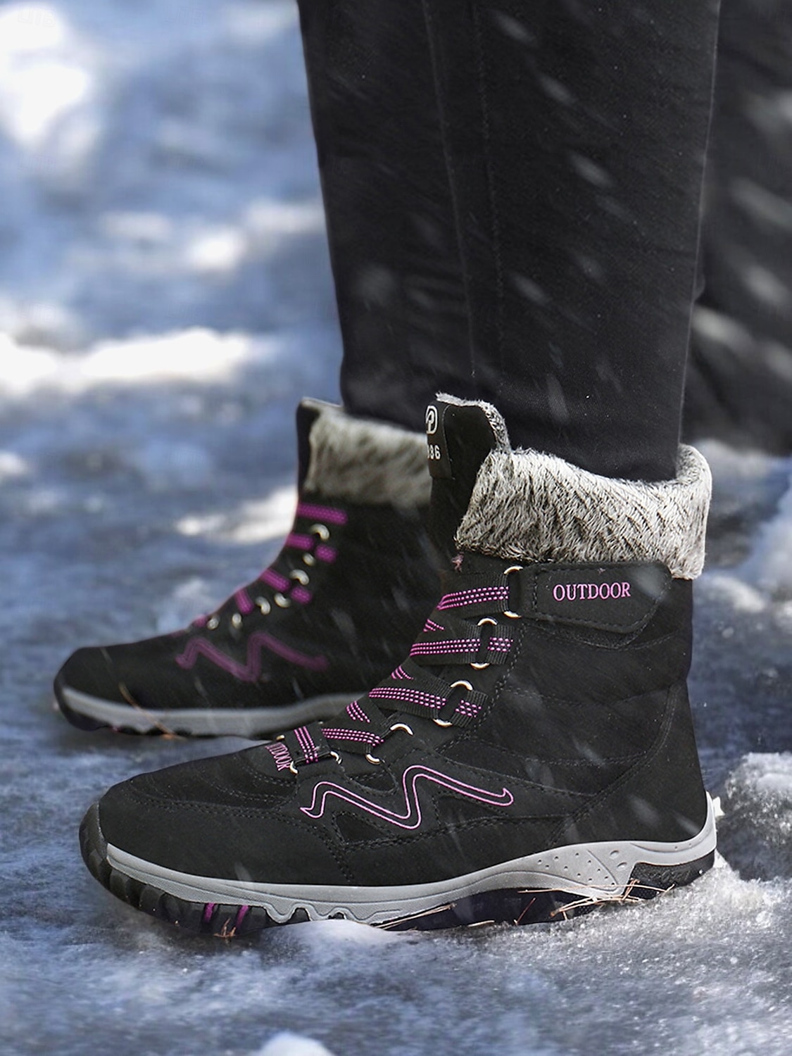 botas de caminhada de inverno femininas à prova d'água - botas de neve com cadarço e isolamento com gola de pele sintética para aventuras ao ar livre de 2025 por $59.99 –P5
