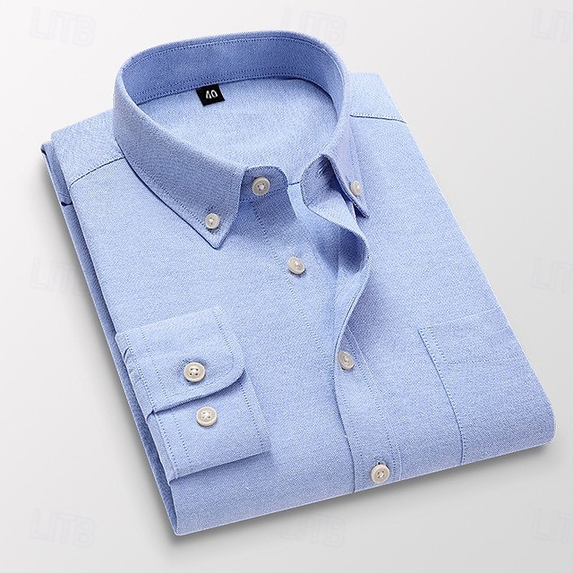 Herre Dresskjorter Skjorte med knapp ned Oxford skjorte Skjorte med krage عادي Bryllup Arbeid Lys Rosa Hvit Marineblå Blå Langermet Vår & Vinter Klær 2025 - $20.99 –P8