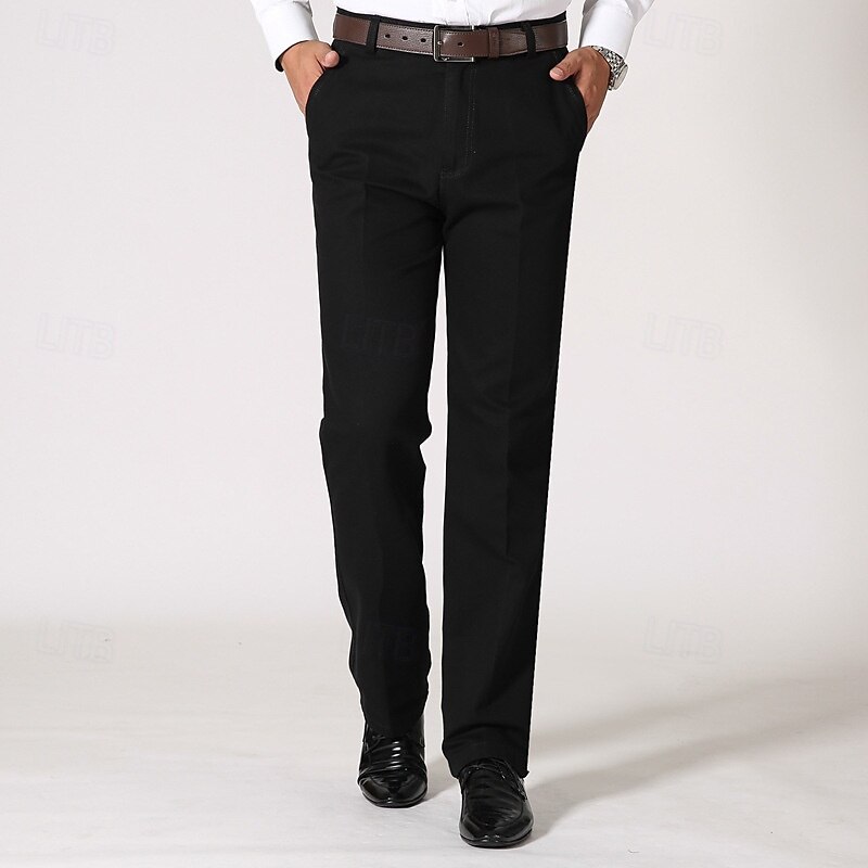 Homens Social Calças chinês Botões Bolsos Tecido Conforto Formal Festa Trabalho Moda Estilo Clássico Preto Marron Micro-Elástica de 2025 por $22.99 –P8