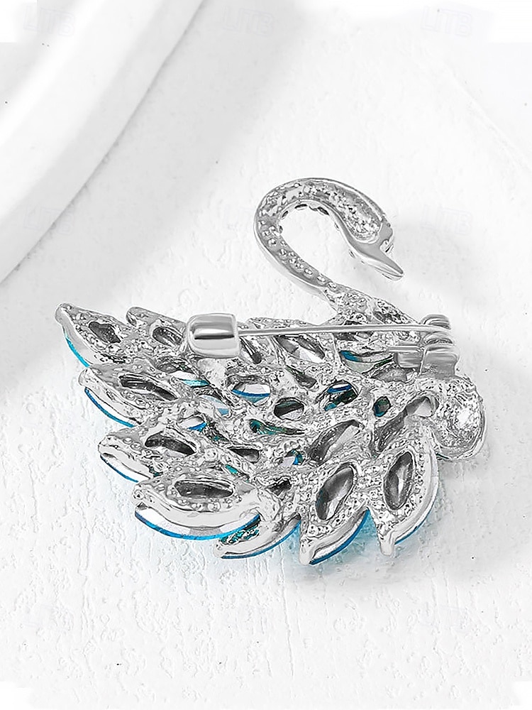 broșă elegantă cu lebădă cu ornamente cu strass - ac de cristal strălucitor pentru femei, perfectă pentru ținute formale și pentru cadouri 2025 - $9.99 –P5