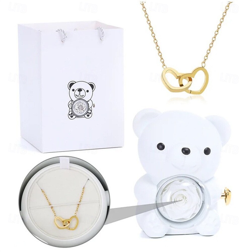 Eternal Rose Bear with Necklace,Valentines Day Gifts for Her Romantic Gift for Valentines Day, Wedding, Mothers Day and Anniversary 2025 - $46.99 –P6