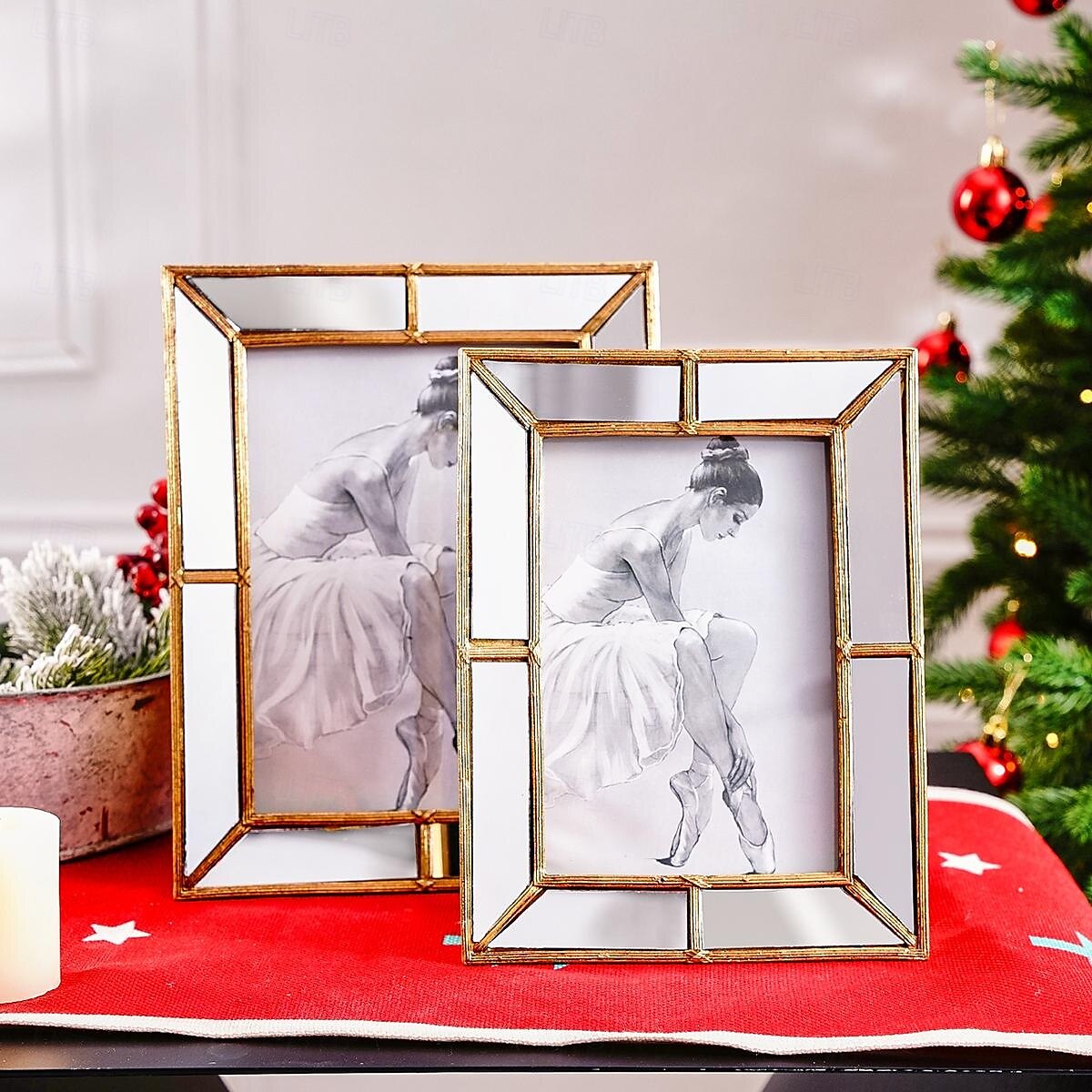 Mirror-Edged Resin Photo Frame, 6x8 Inch Decorative Display Frame for Tabletop, Stylish Accent for Home and Office Décor 2025 - $16.99 –P6