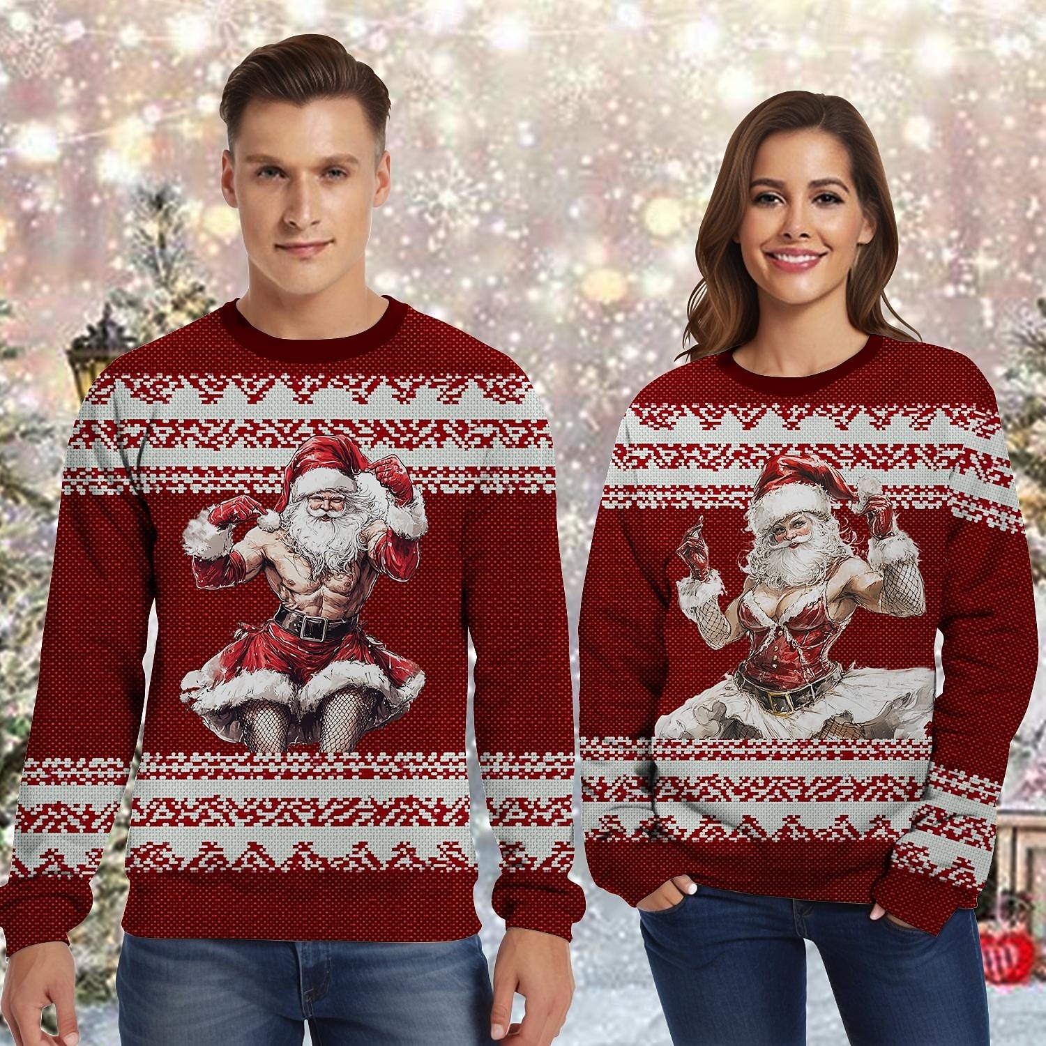 Ježíšek Paní Klausová Pullover Vtipná vánoční mikina 3D Vánoce Legrační Pro Pro páry Pánské Dámské Dospělé Vánoce Karneval 3D tisk Párty Festival 2025 - $29.99 –P5