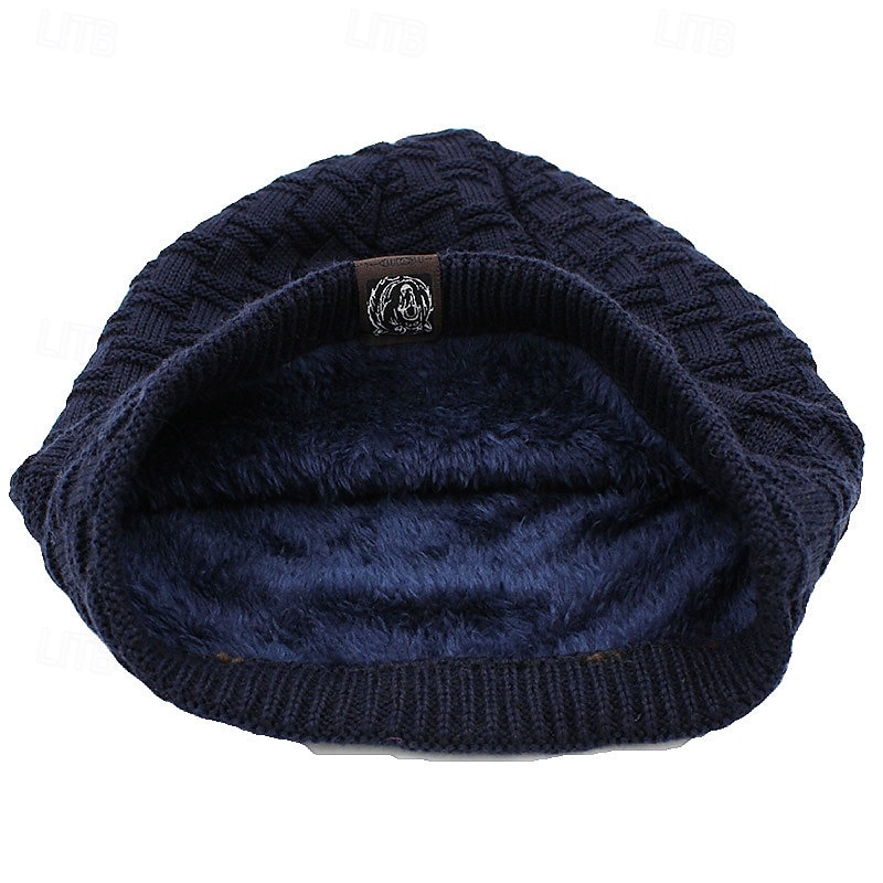Men's Unisex Beanie Hat Winter Hats Beanies Skull Cap Knit Hat Black Wine Acrylic Fibers Knitted Cozy Daily Wear Going out Solid / Plain Color Warm 2025 - $7.99 –P11
